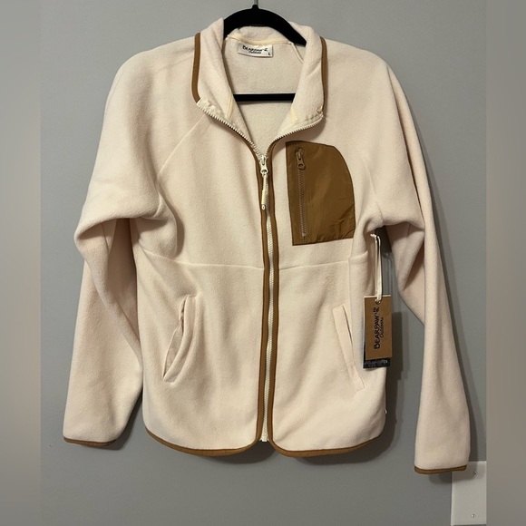 BearPaw NWT Women's Cream and Tan Utility Jacket Size Large - Picture 1 of 9